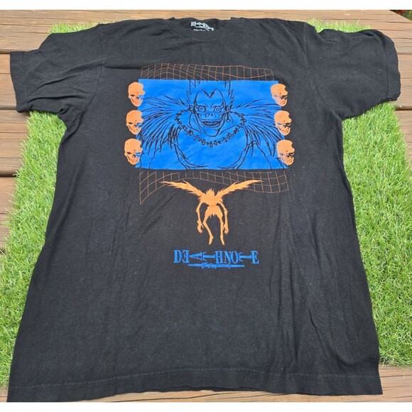 Hot topic Death Note Mens Size M Anime Manga T-shirt Black Blue Orange EUC - Picture 1 of 9